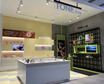 View of the TONE Free zone at LG's booth at IFA 2022.