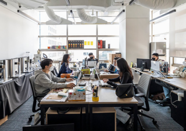 LG's My Beer Lab team working together in the office