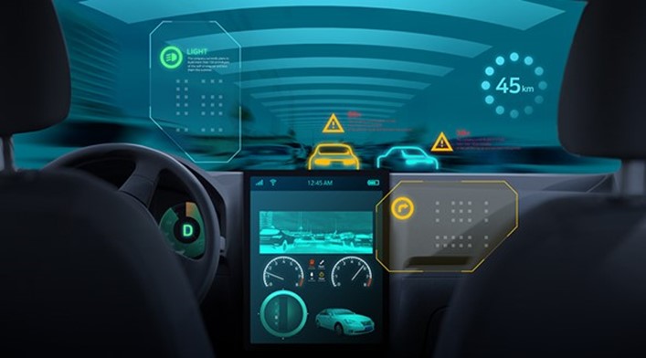 Illustration that shows the infotainment installed in a vehicle