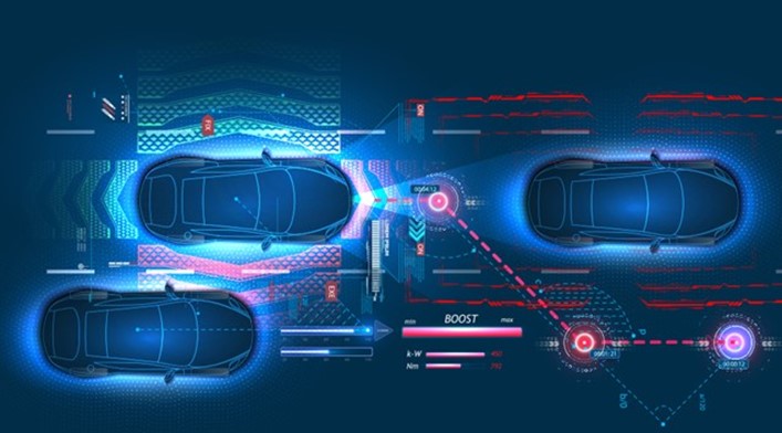 Illustration that shows how autonomous cars identify and process information on their surroundings