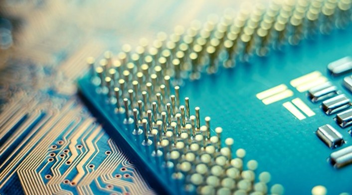 Closeup photo of a semiconductor