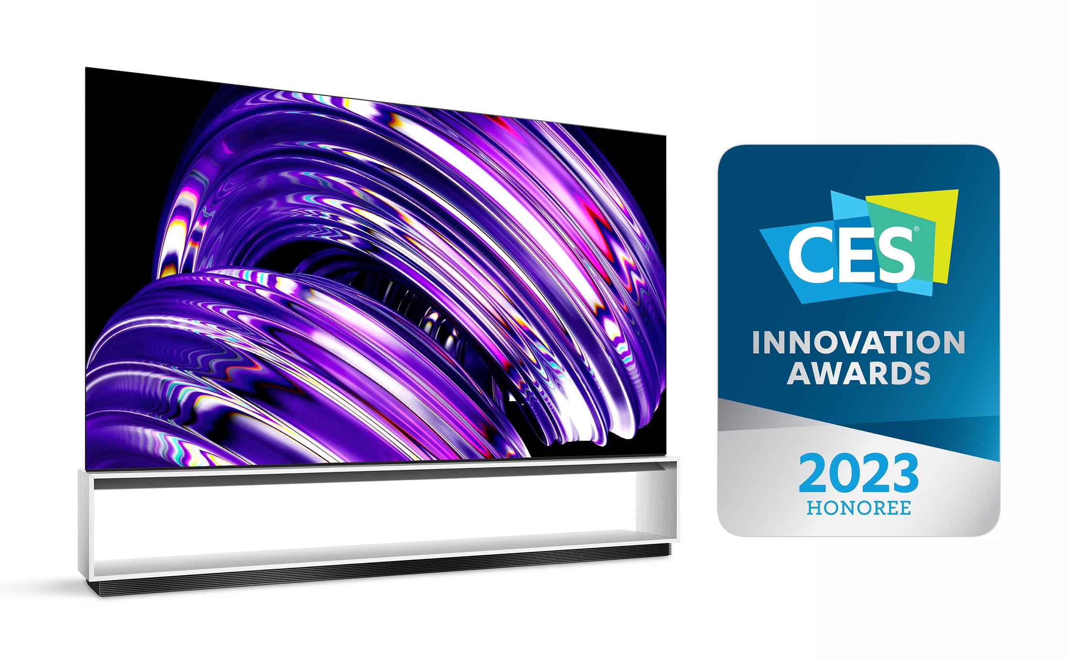 CES 2023 Innovation Awards Honoree logo placed next to LG OLED R
