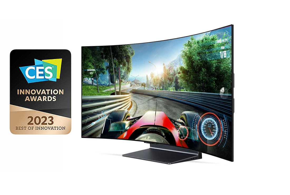 CES 2023 Innovation Awards Honoree logo placed next to LG OLED Flex