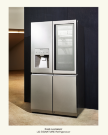 LG SIGNATURE InstaView Door-in-Door refrigerator, as featured in the LG SIGNATURE X Monocle brand book