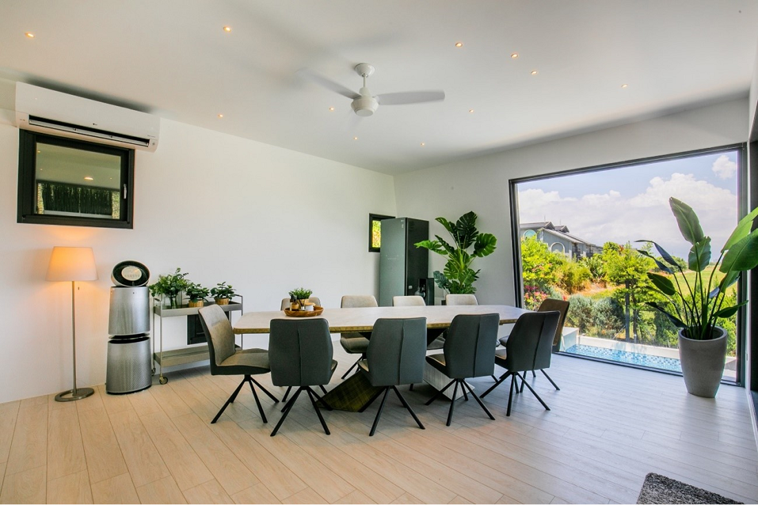 Inside of HA House Summer decorated with LG DUALCOOL air conditioner and LG PuriCare 360