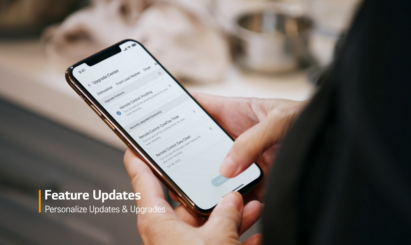 A person updating and upgrading personalized features via ThinQ app
