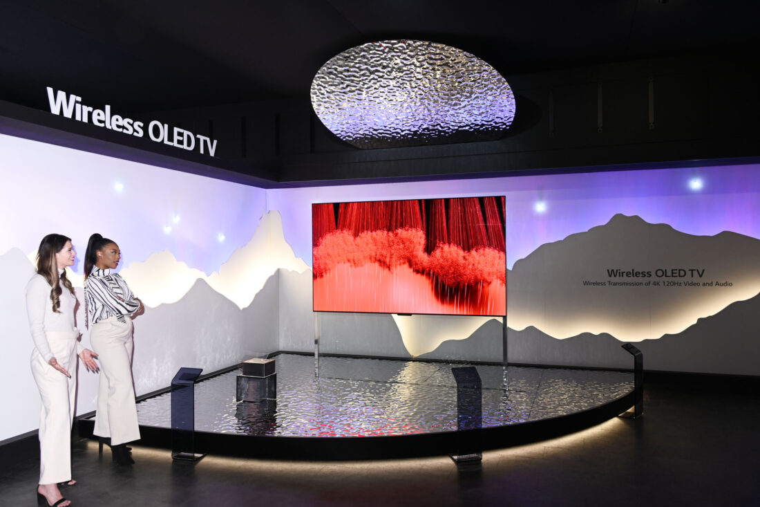 LG SIGNATURE OLED M on display at LG's booth during CES 2023