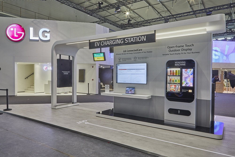 LG ConnectedCare solution on display at LG's booth at ISE 2023