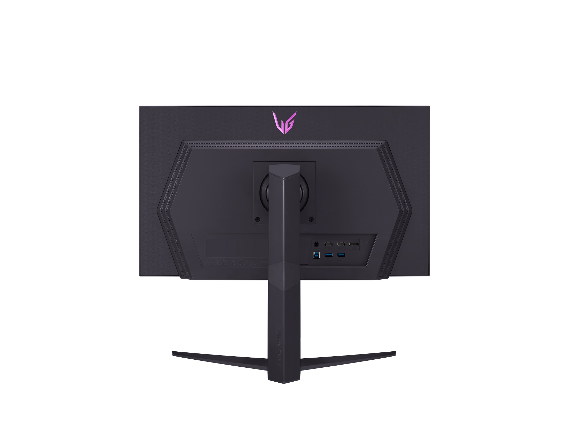 Rear part image of LG UltraGear 25GR75FG with the light on