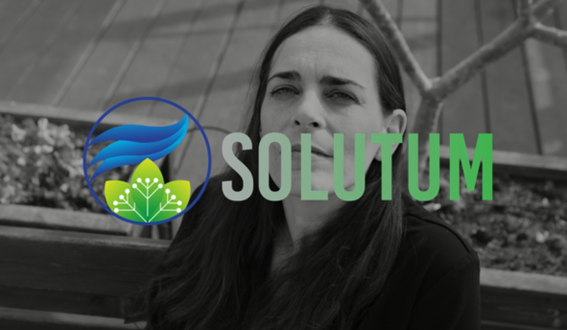 Sharon Barak, CEO of SOLUTUM, with the company logo overlapping.
