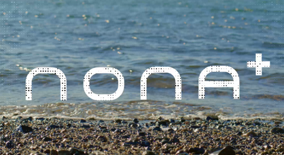 The logo of NONA Technologies against a coastal backdrop.