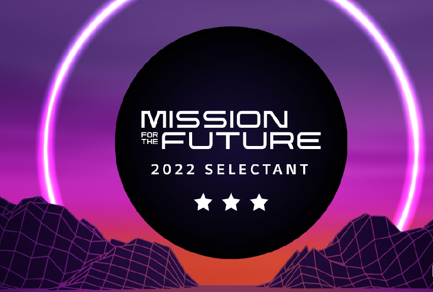 A promotional image of LG NOVA's Mission for the Future Program with a phrase 'Mission for the Future 2022 Selectant' overlapping