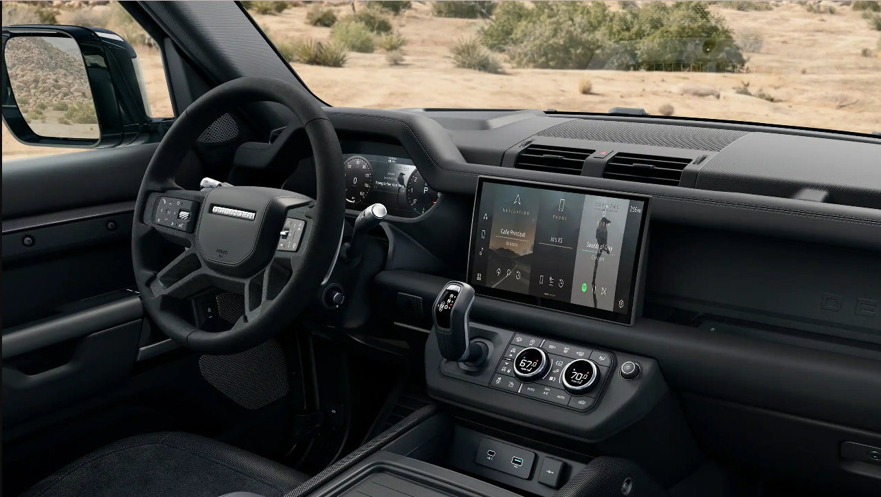The inside of a Land Rover vehicle