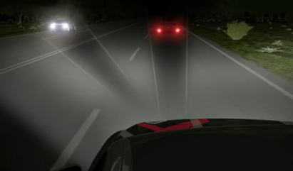An image of a camera sensor on a vehicle sensing other cars on the road