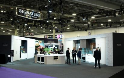 LG's booth at KBIS 2023 showcasing Signature Kitchen Suite and LG STUDIO lineup