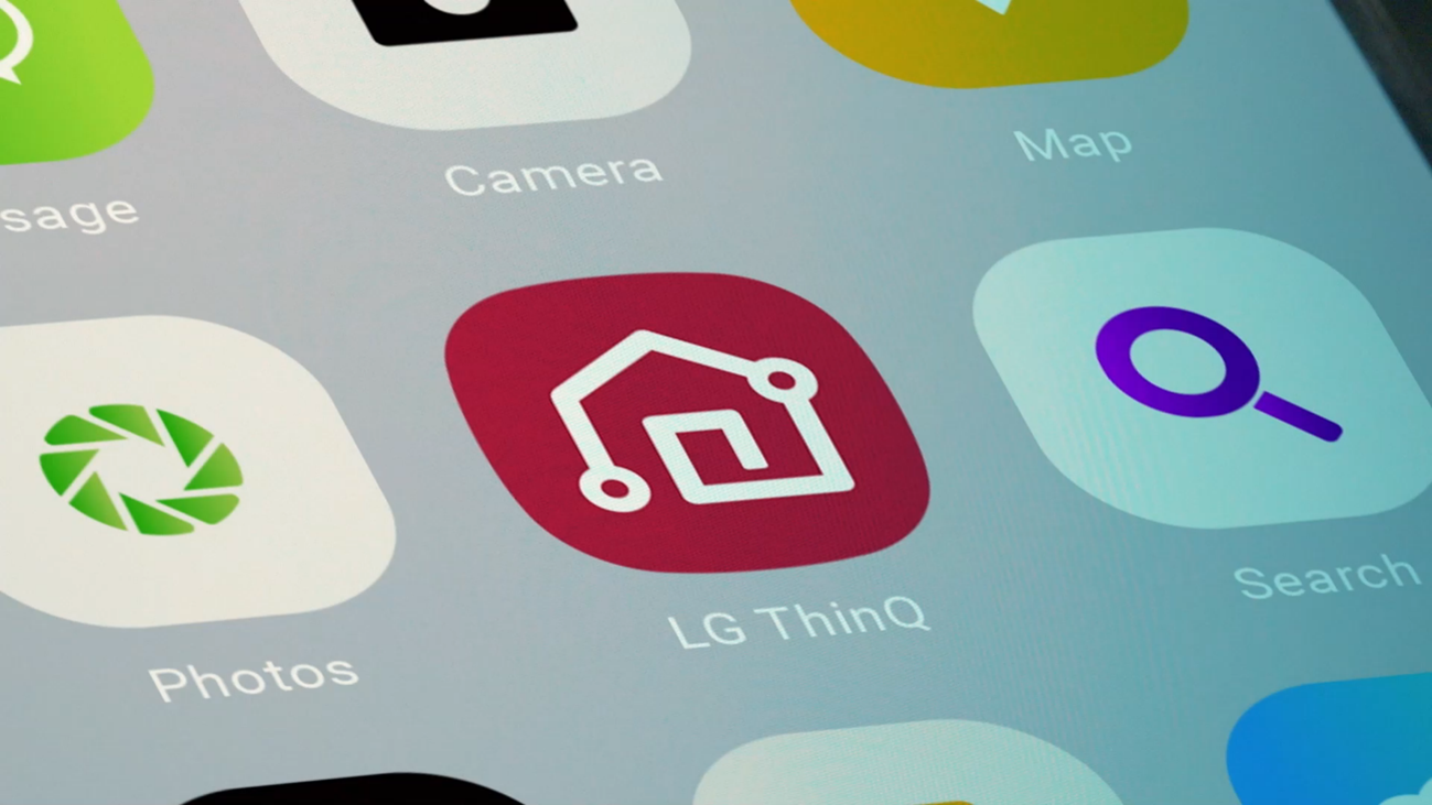 The icon of LG ThinQ app on the smartphone