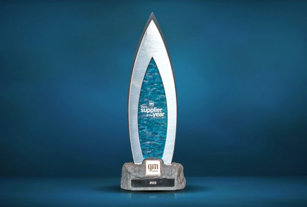 The trophy of General Motors' Supplier of the Year Award