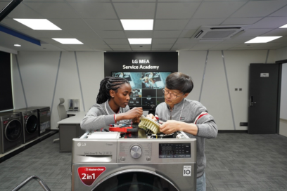 Libanos Tadiyos inspecting a part of LG Washer with her director