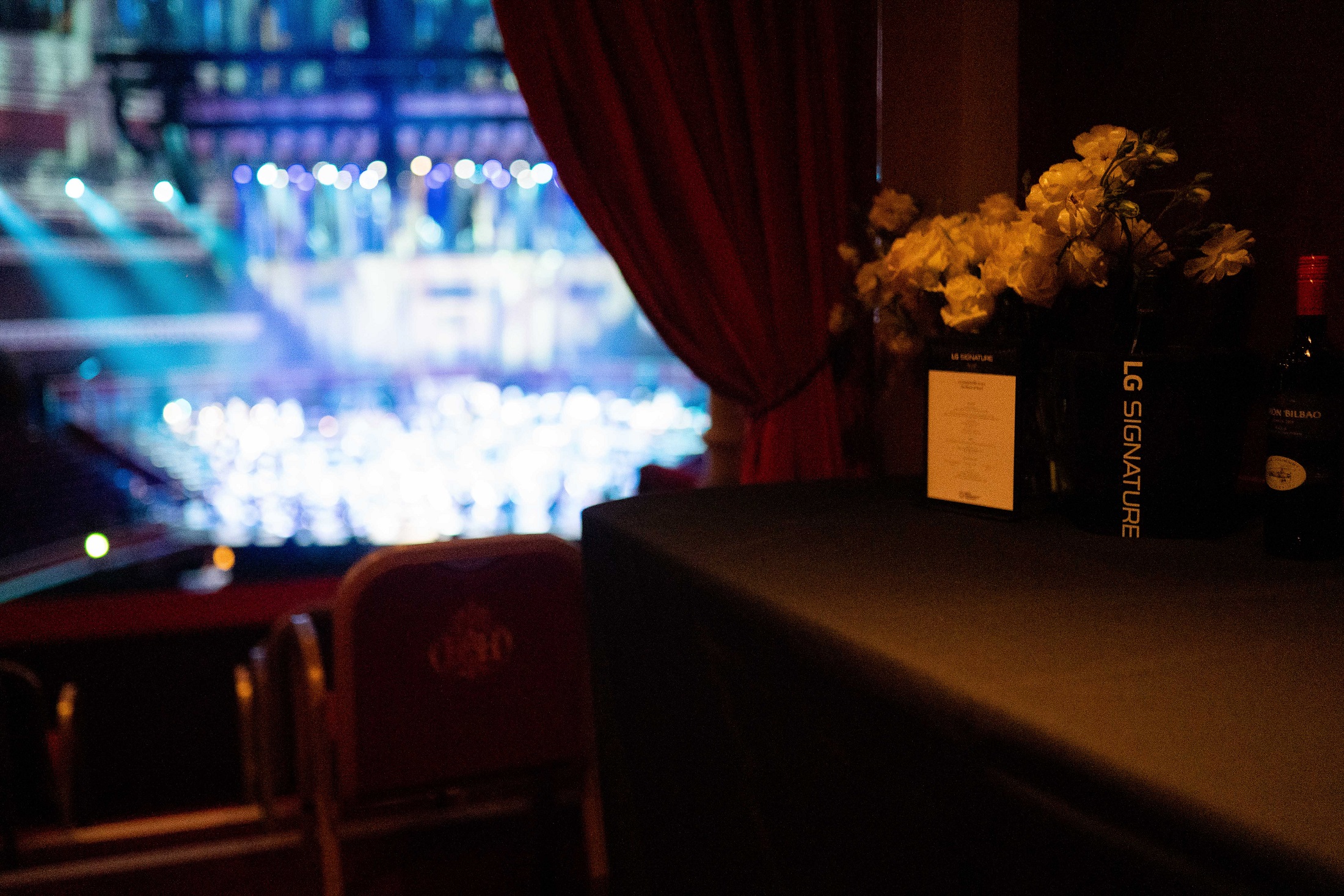 A photo of performance stage of Royal Philharmonic Orchestra taken from the Grand Tier Box