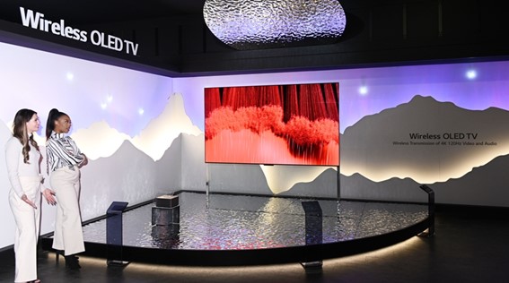 LG's wireless OLED TV being displayed