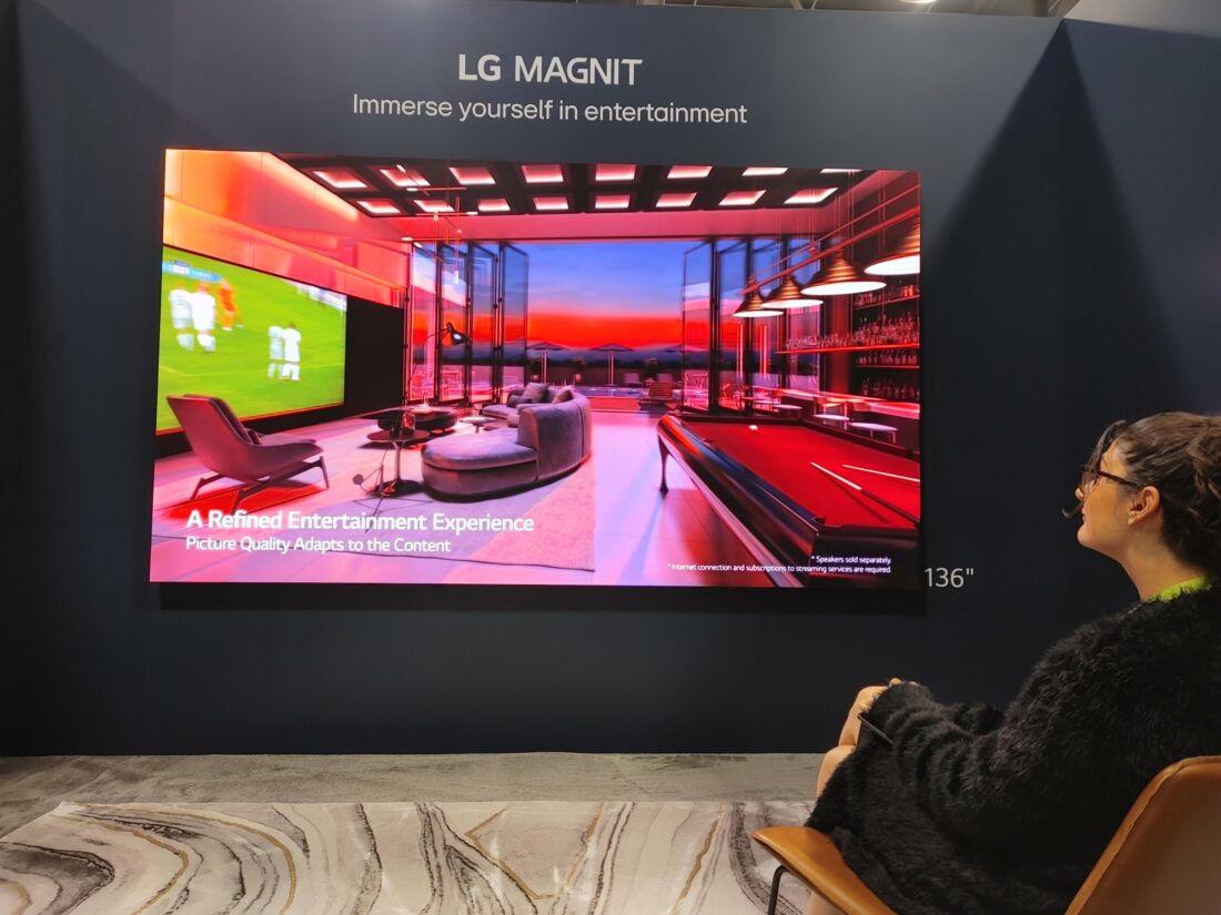 A visitor taking a look at LG MAGNIT installed at HITEC 2023