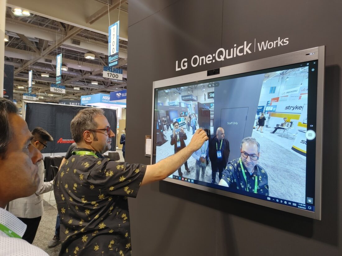 A visitor enjoying a first-hand experience of LG One:Quick Works