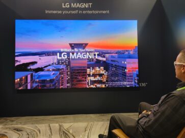 A visitor taking a look at LG MAGNIT installed at HITEC 2023