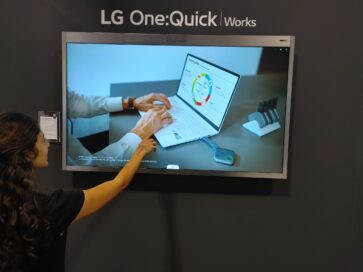 A visitor enjoying a first-hand experience of LG One:Quick Works