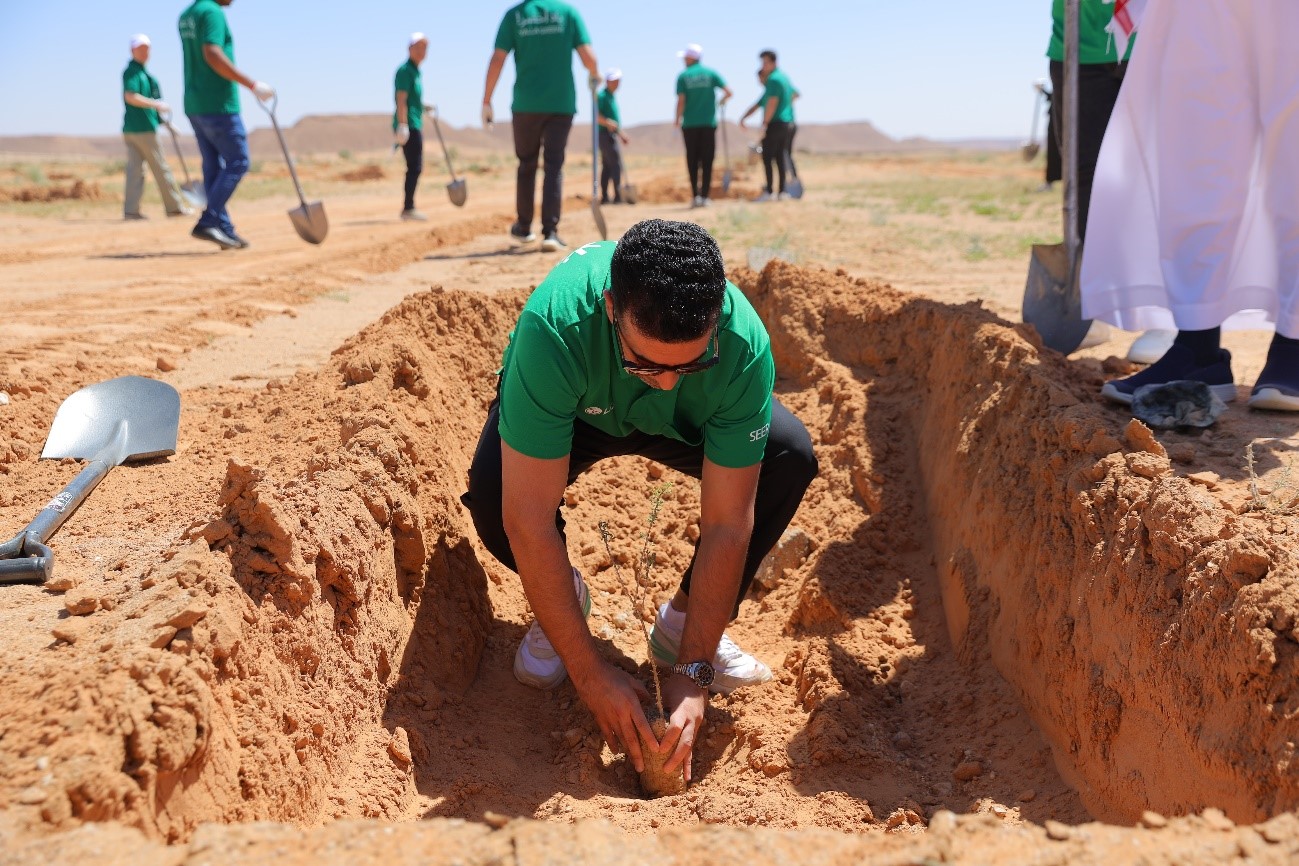 Staff from LG Saudi Arabia planting a tree