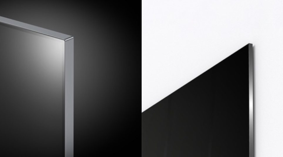 A close-up view of the Zero gap design and special wall bracket of LG OLED evo G3