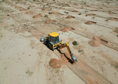 A photo of a forkrain at work during Yalla Green campaign