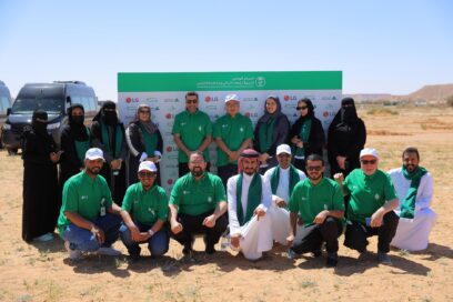 LG Saudi Arabia staff posing together for a photo during Yalla Green campaign