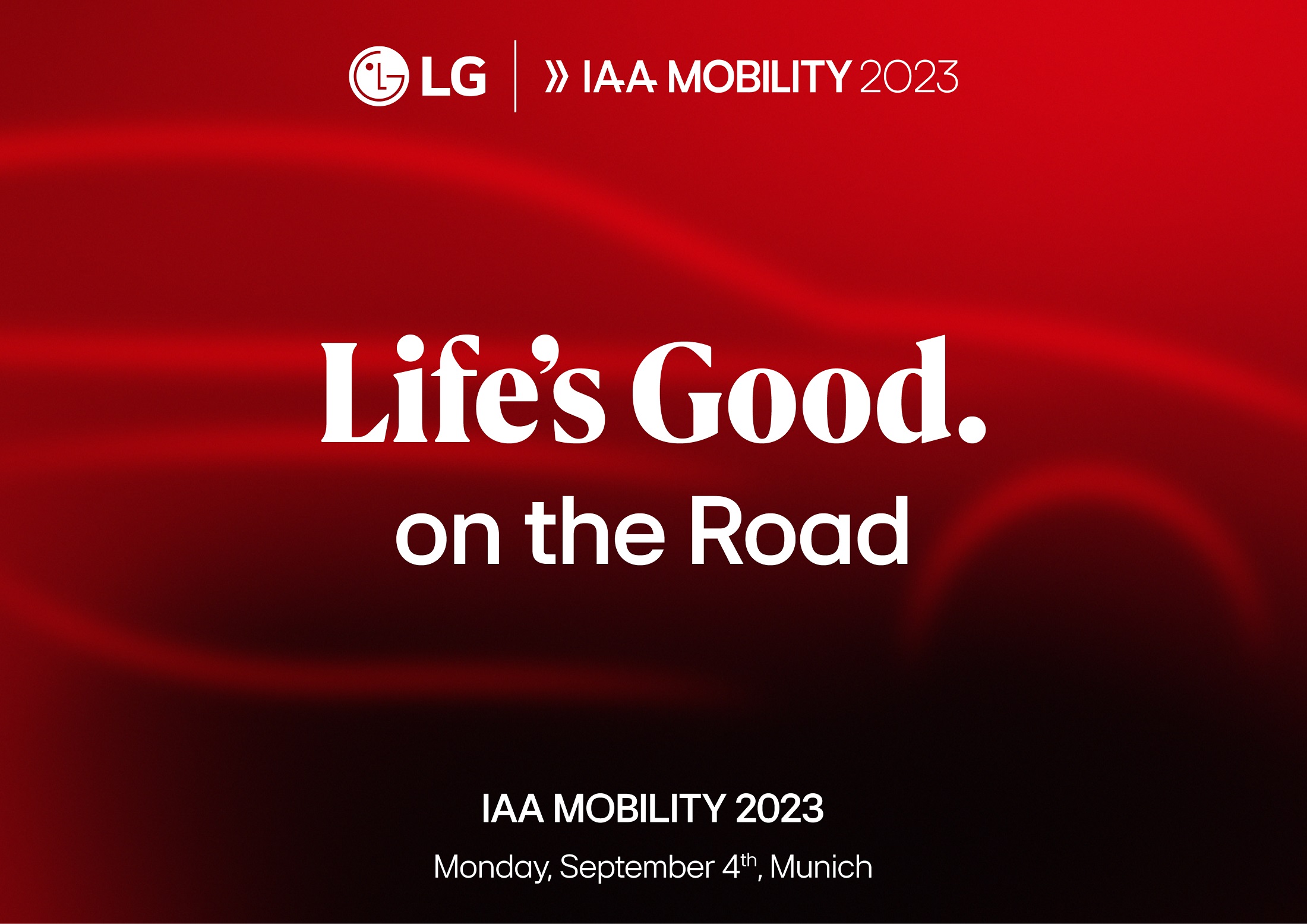 A promotional image for LG Press Conference at IAA Mobility 2023