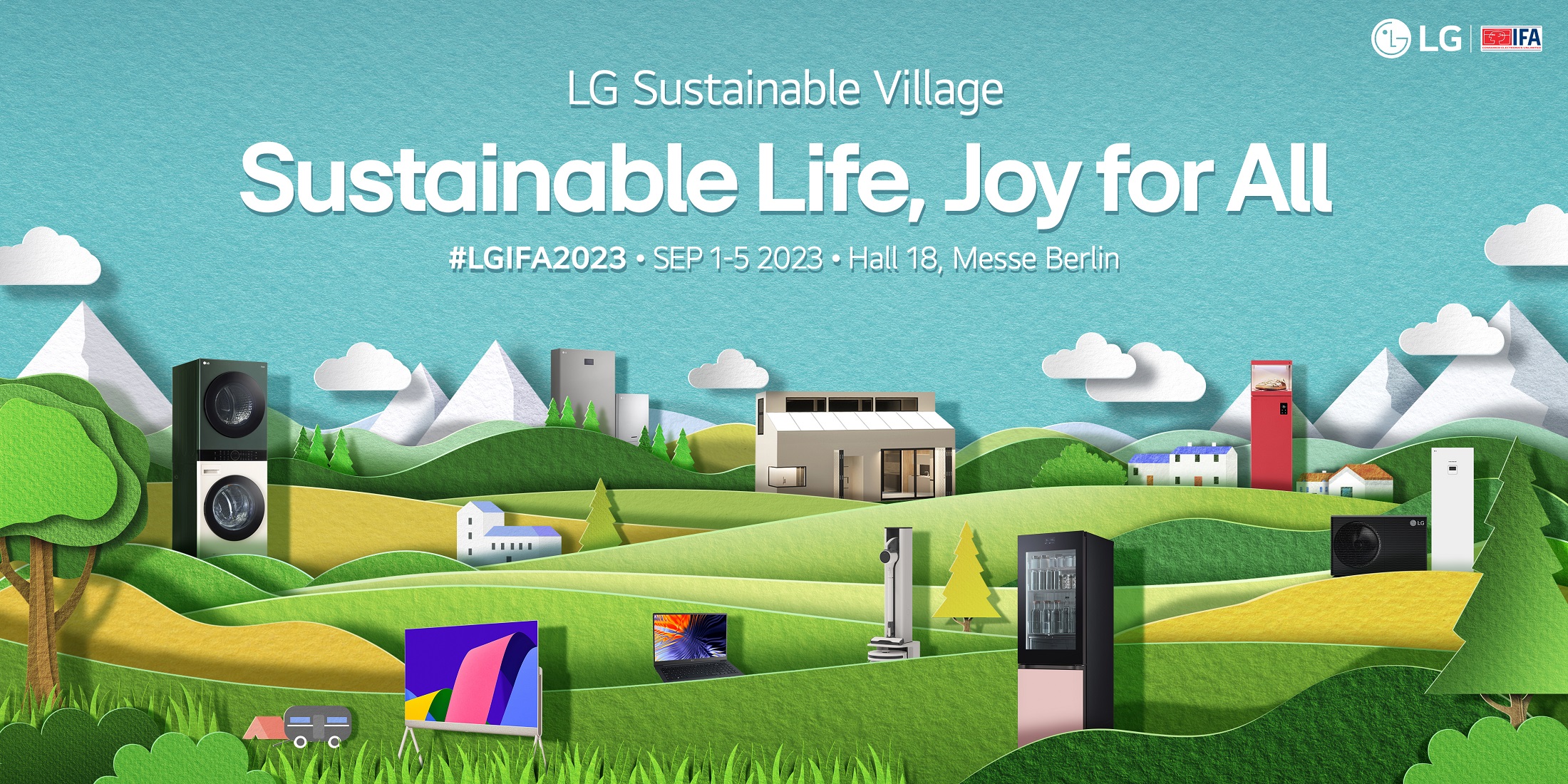 A promotional image for LG Sustainable Village available at IFA 2023