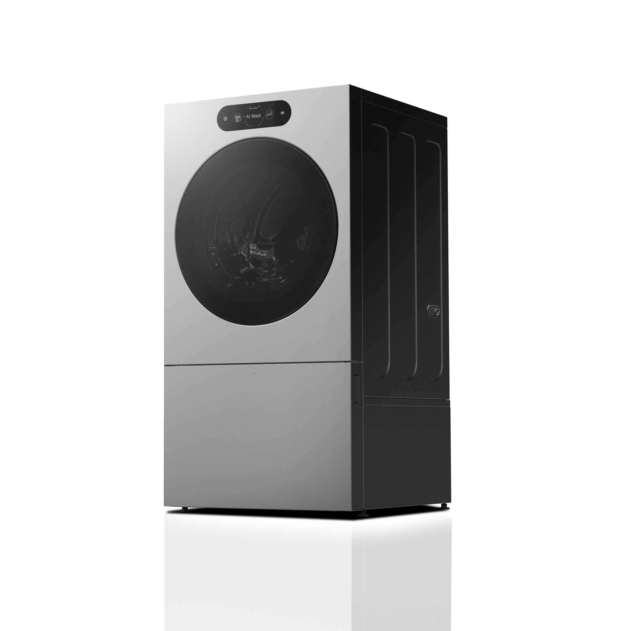 A side view of the new LG SIGNATURE Washer-Dryer with Heat Pump