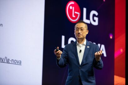 Sokwoo Rhee, Head of LG NOVA and SVP of Innovation for LG Electronics, giving a speech at a LG NOVA event