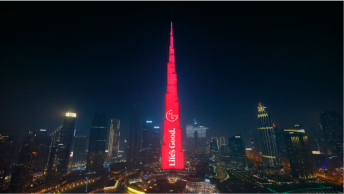 LG’s brand promise displayed at Dubai’s Burj Khalifa