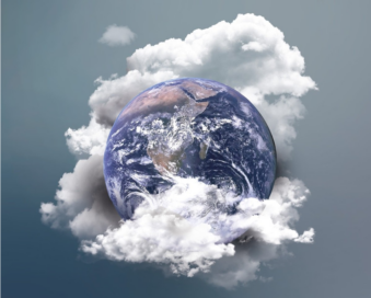 Image of the planet Earth partly covered with what seems like cloud