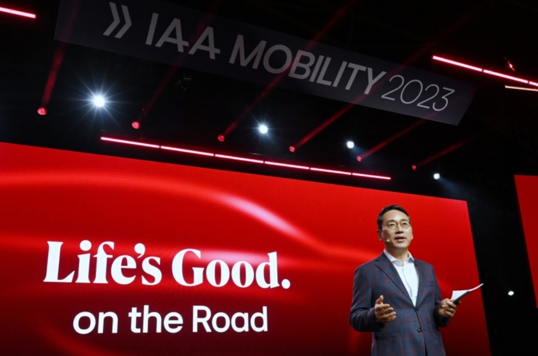LG CEO William Cho giving a speech at LG's Press Conference at IAA 2023
