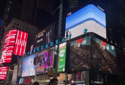 A photo of the Times Square billboard in New York City