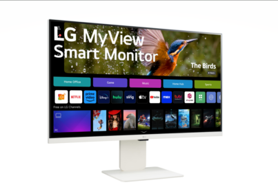 LG MyView Smart Monitor displaying multiple built-in apps