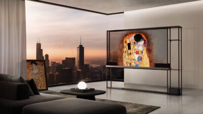 The LG OLED T displaying artwork with the Always-On-Display (AOD) feature