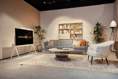 A side image of the LG Objet Collection Pose in a living room setting