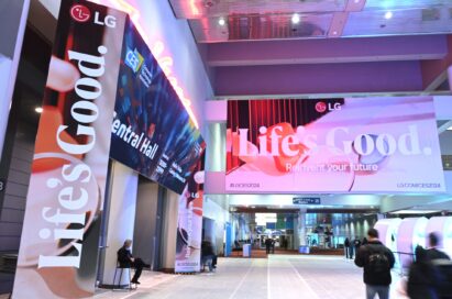 LG's Life's Good displays at the convention hall at CES 2024