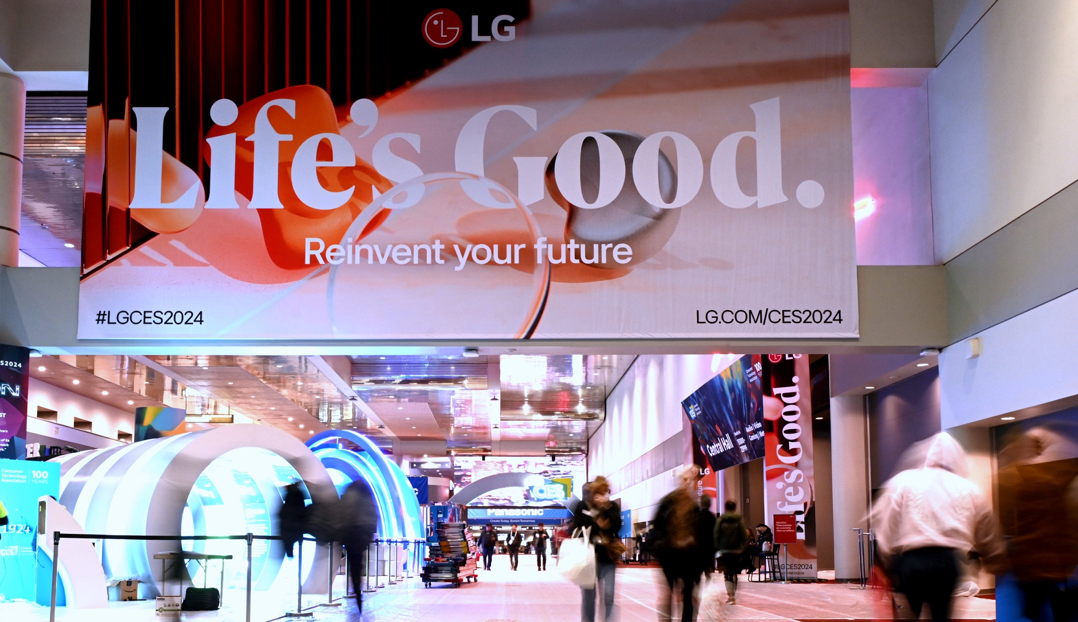 A photo of an LG sign at CES 2024