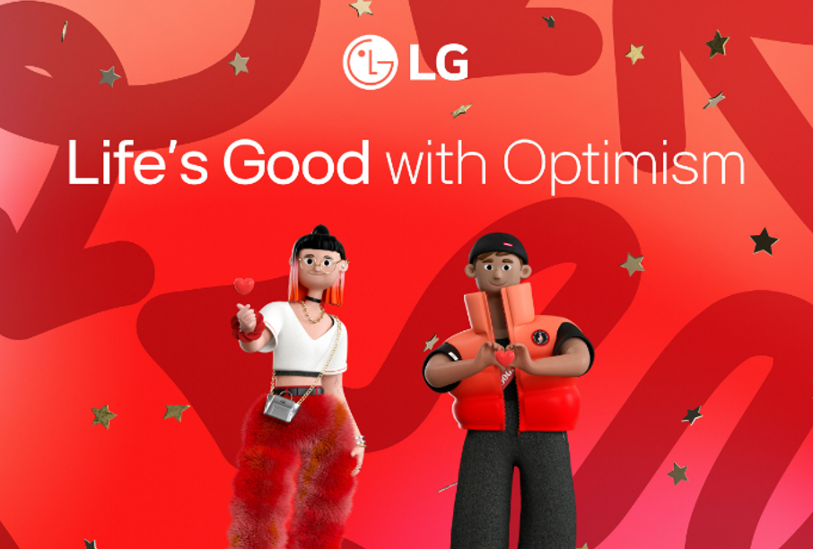 Illustration with two characters standing with the LG logo
