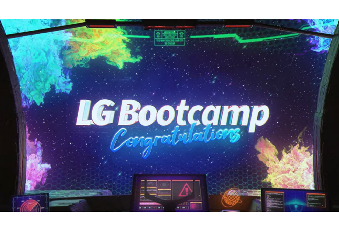 An image of the words LG Bootcamp Congratulations on the screen