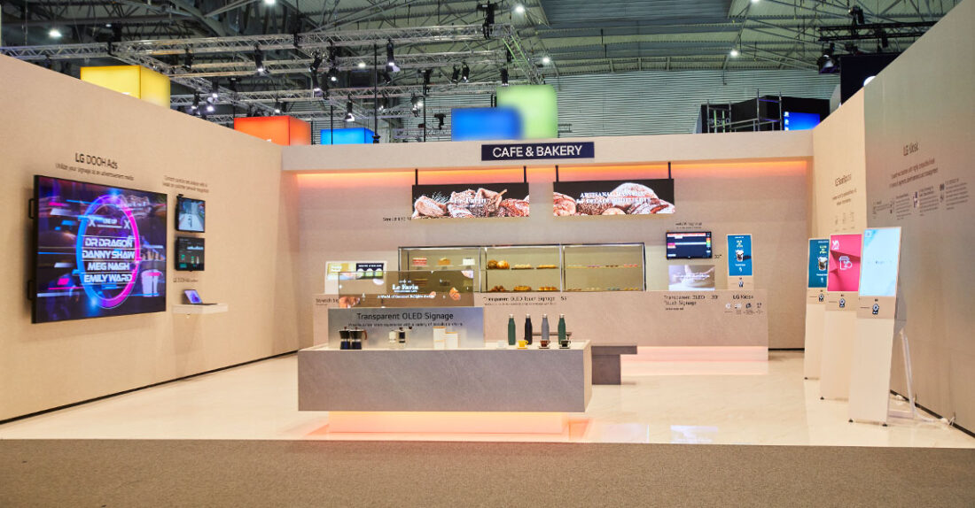 LG's advanced digital signage solutions are displayed at Integrated Systems Europe (ISE) 2024 in Barcelona, Spain