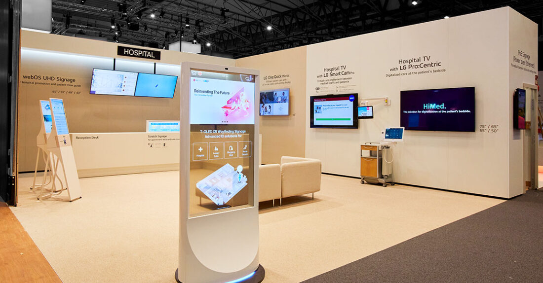 LG's advanced digital signage solutions are displayed at Integrated Systems Europe (ISE) 2024 in Barcelona, Spain