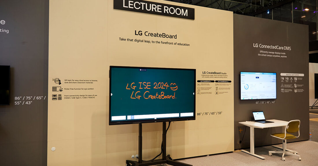 LG's advanced digital signage solutions are displayed at Integrated Systems Europe (ISE) 2024 in Barcelona, Spain